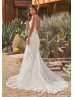Sexy Ivory Lace Glitter Tulle Scoop Back Wedding Dress Sexy Ivory Lace Glitter Tulle Scoop Back Wedding Dress